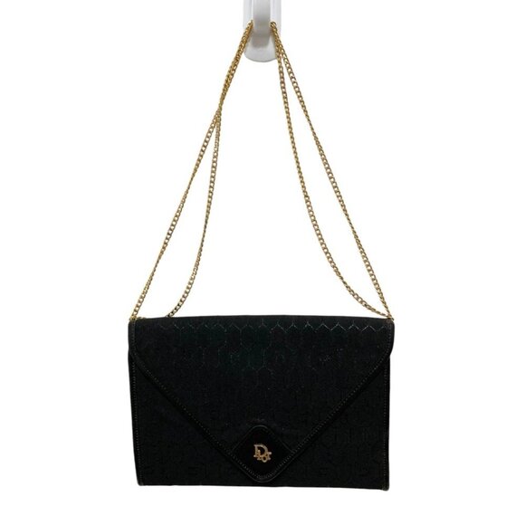 CHRISTIAN DIOR Vintage Black Canvas Shoulder Bag